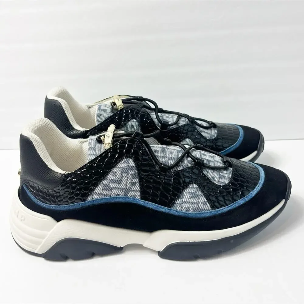 LONGCHAMP WOMEN BLUE BLACK WHITE GOLD LEATHER SIZE 41 SNEAKER SHOES